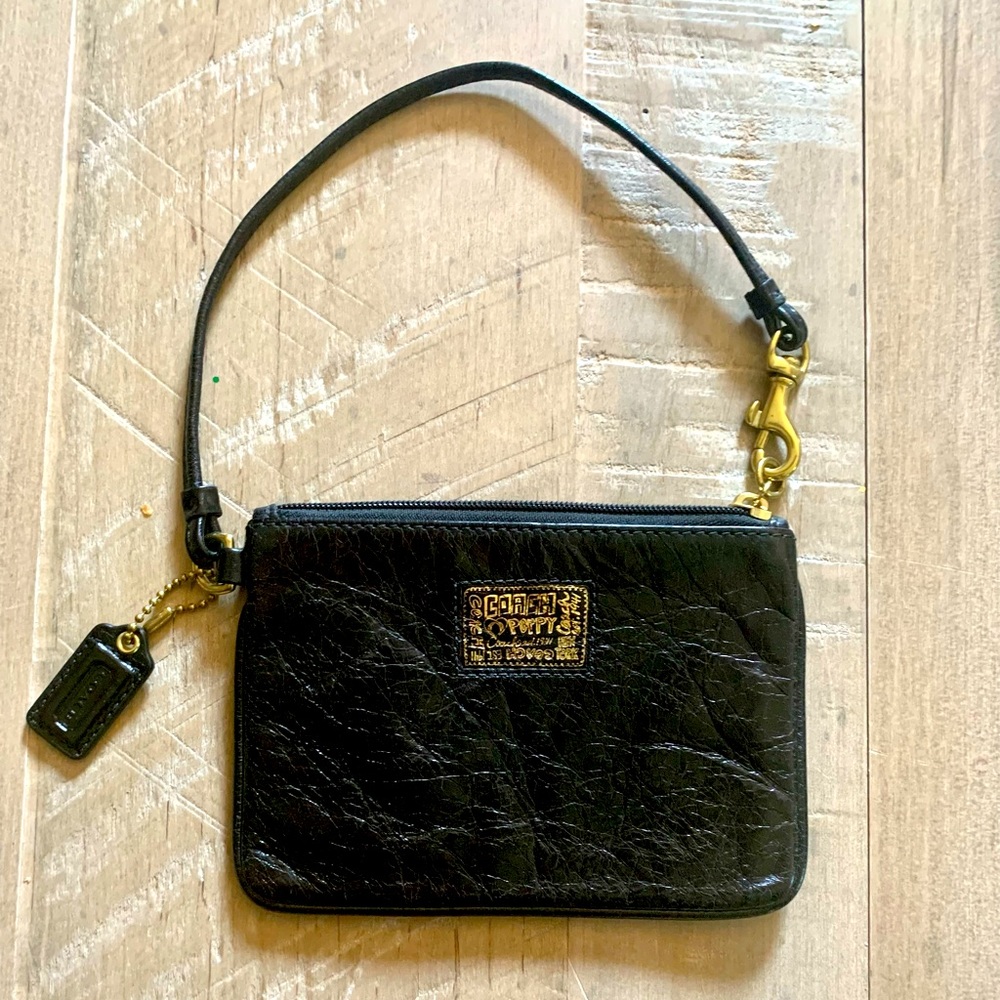 Coach Poppy Black Leather Wristlet final price